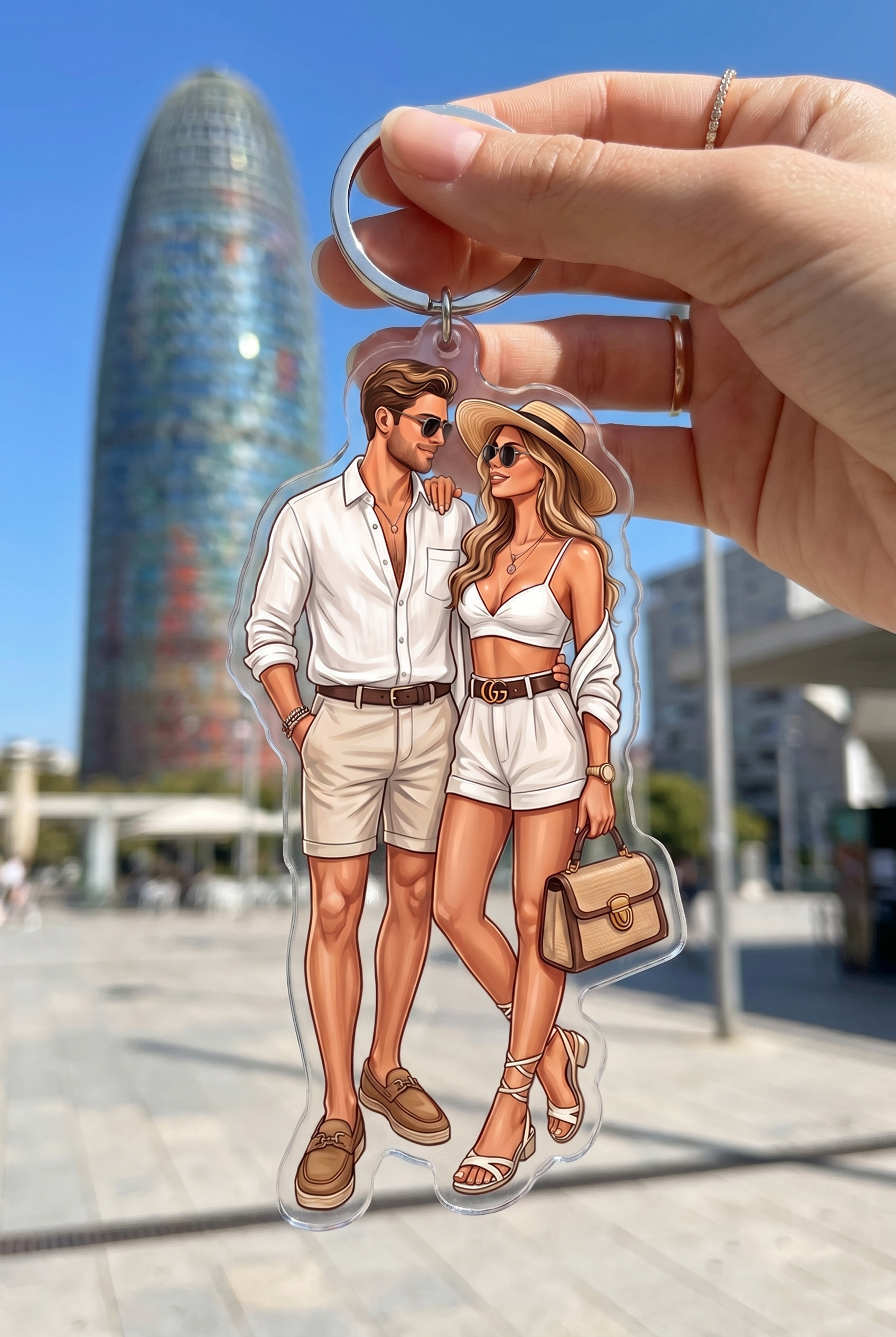 Custom Couple Figurine & Keychain From Your Photo — Personalized Anniversary Gift