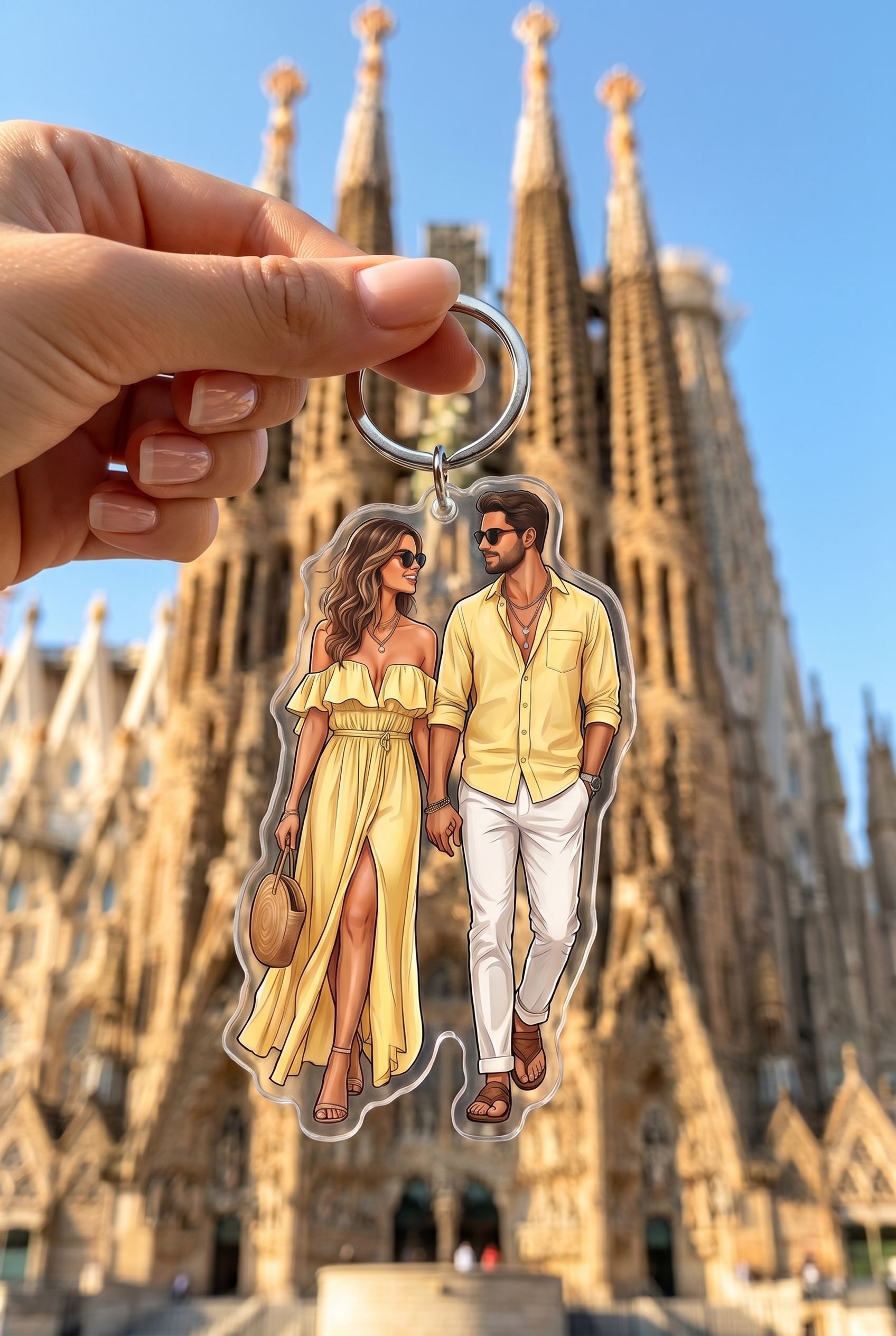Custom Couple Figurine & Keychain From Your Photo — Personalized Anniversary Gift